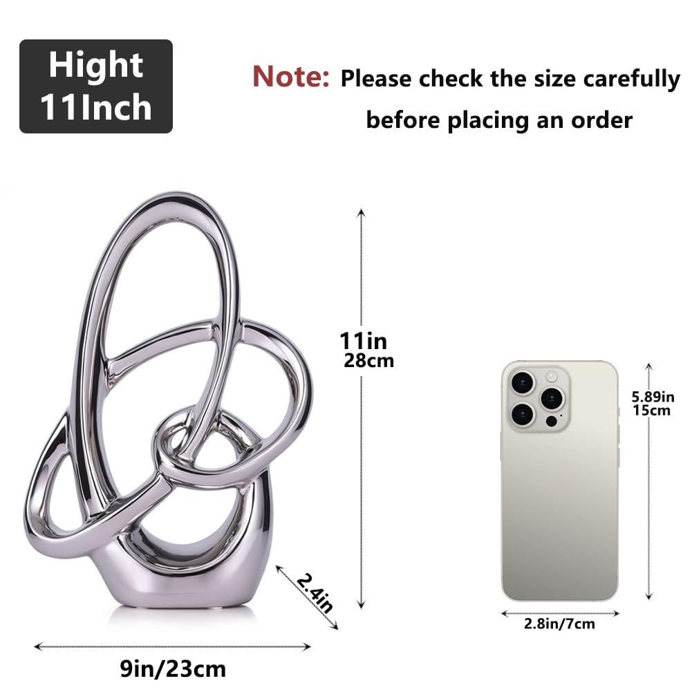 11in Silver Ceramic Statue Modern Abstract Art Figurine for - XIYOUQI Official Imagery - 4