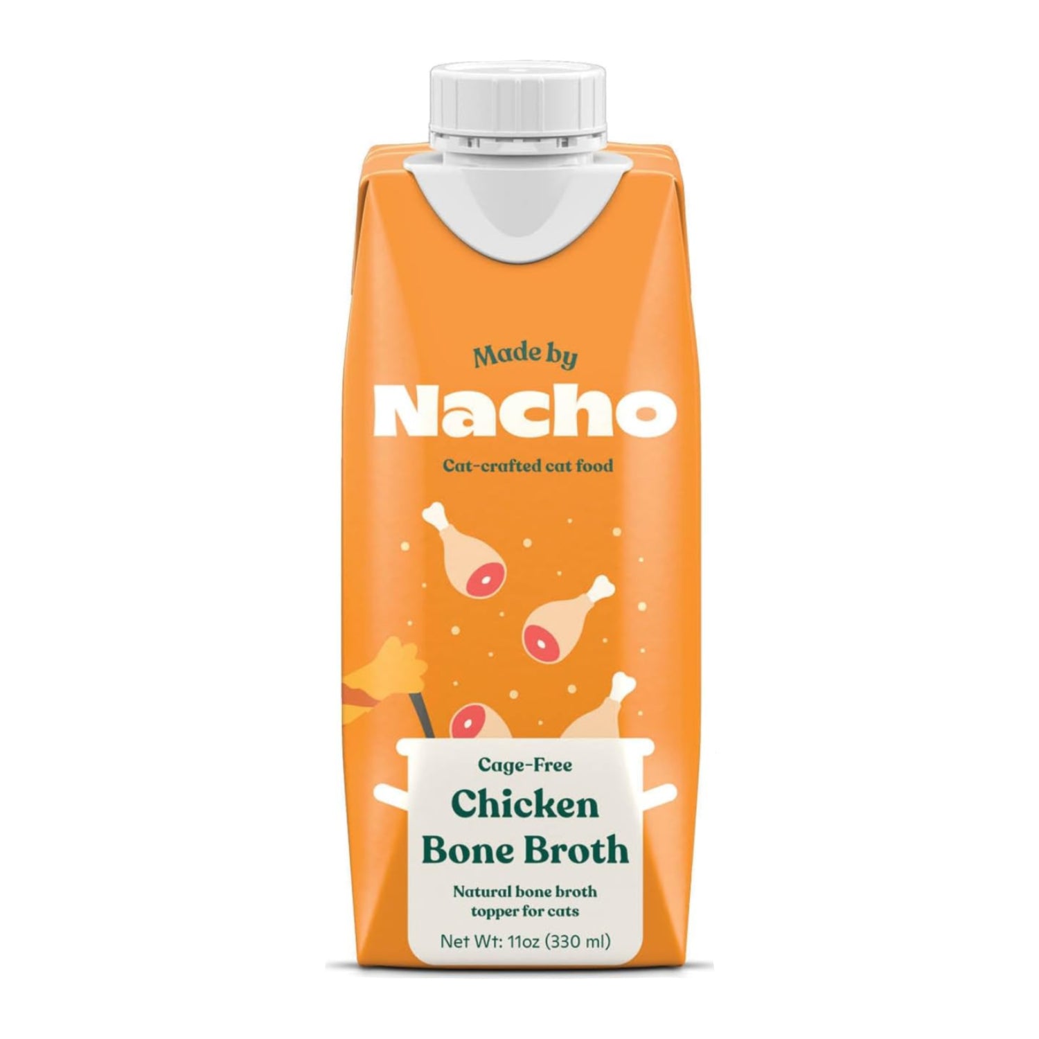 Made by Nacho Bone Broth Cat Food Topper in a 51-count pack, designed to boost hydration and appeal to picky cats.