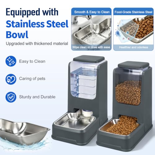 2 Pack Automatic Cat Feeder and Water Dispenser Set with Dog - Product Imagery
