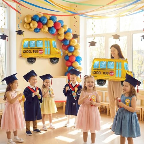 School Bus Balloons, 4 PCS Back to School Balloons with Large - Product Imagery
