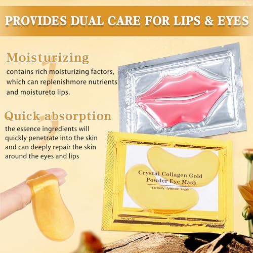 CAHIUYOA 30PCS Lip Mask and Under Eye Masks Set,Pink Lip Mask - Product Imagery