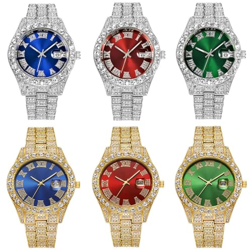 6Pcs Women Men Luxury Wholesales Watch Fashion Diamond Quartz - Product Imagery