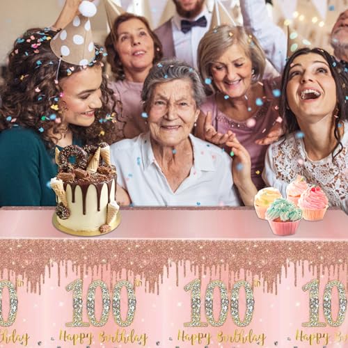 3 Pack 100th Birthday Decorations Rose Gold 100 Years Old - Product Imagery