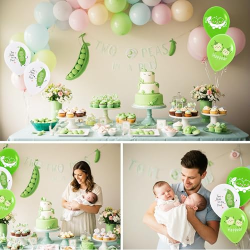 Twin Baby Shower Decorations, Two Peas in a Pod Balloons - 15 - Product Imagery
