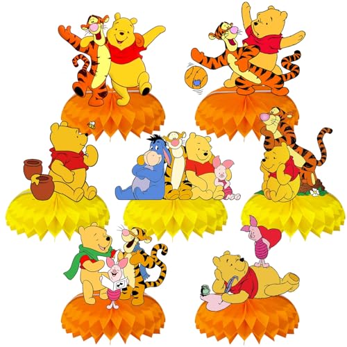 Winnie Birthday Party Supplies, 7Pcs Honeycomb Centerpieces for - Product Imagery