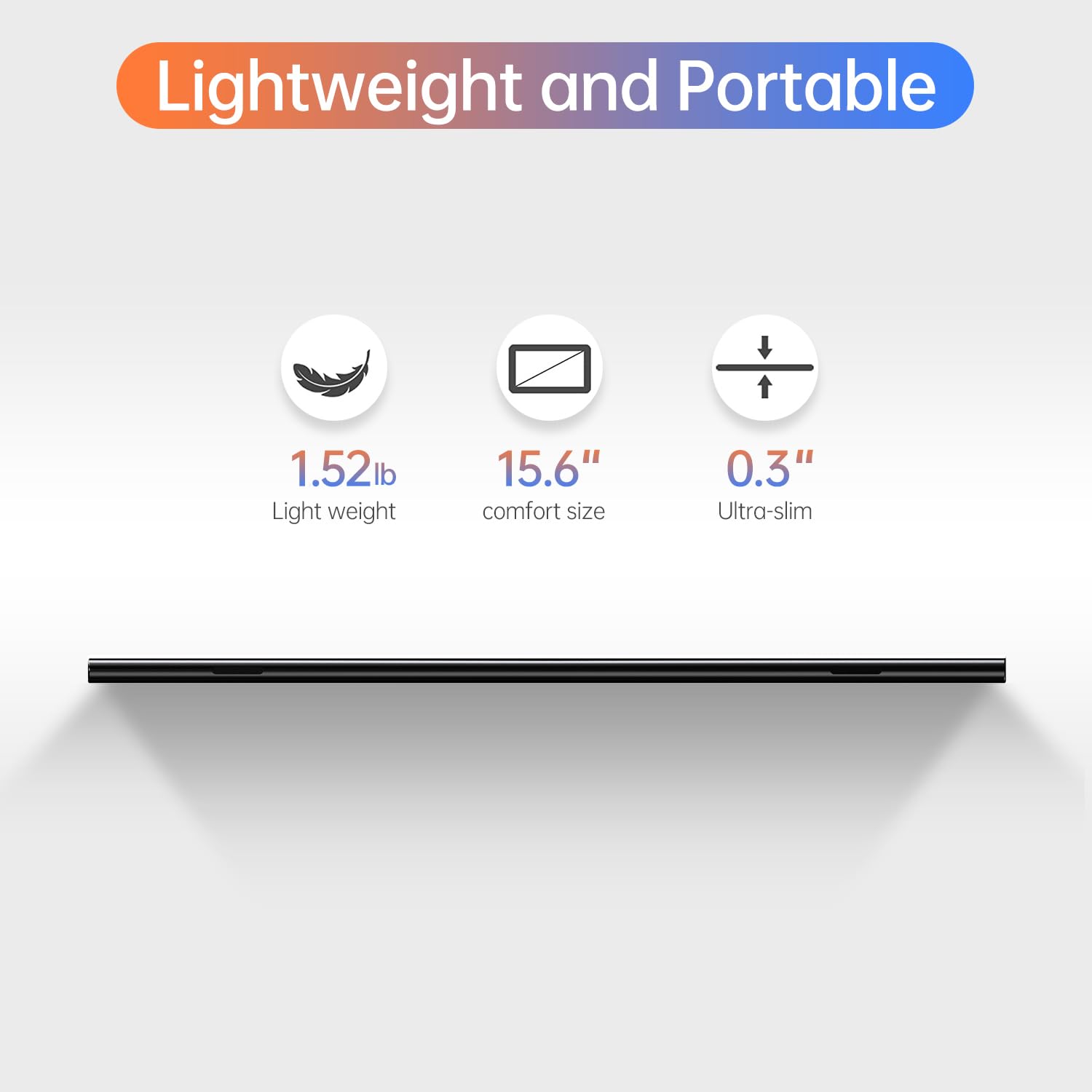 ForHelp 15.6-inch portable monitor with IPS display, 1080P resolution, USB-C/HDMI, slim design, and smart cover for laptops and gaming consoles.