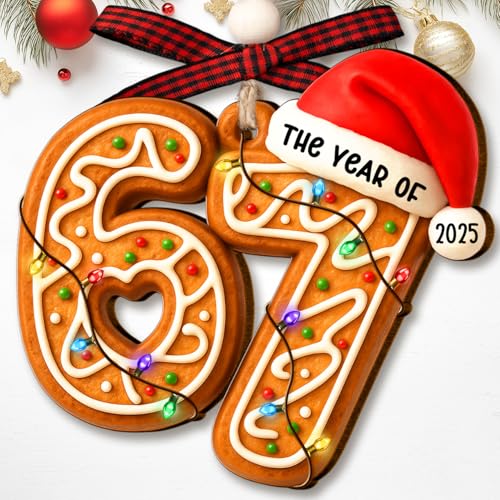 67 Ornament - Gingerbread 6 7 Christmas Ornament - Funny 67 - Product Imagery