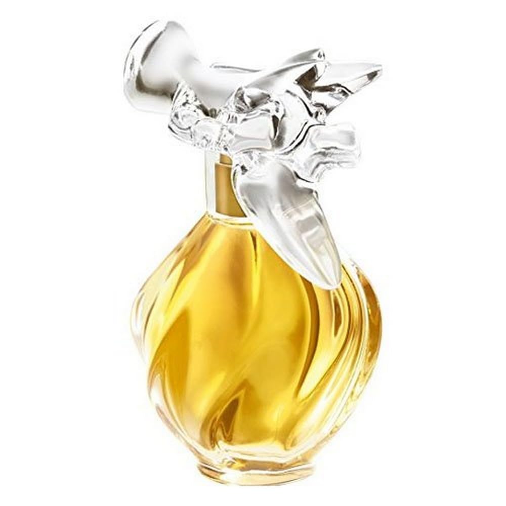 Nina Ricci L'Air Du Temps Eau De Parfum spray bottle with elegant floral design, 3.4 ounces, classic fragrance packaging