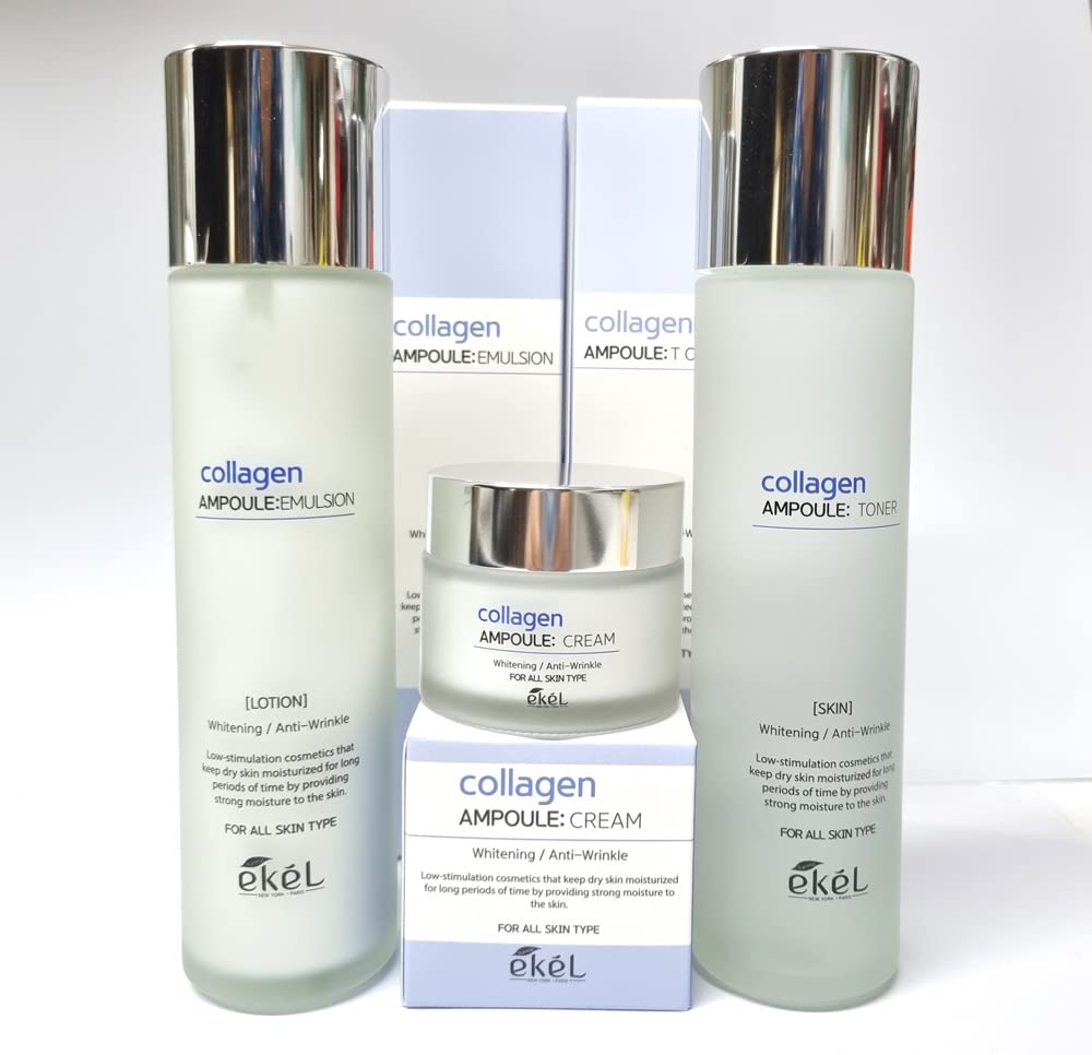 EKEL Collagen Skincare Set, Anti-Wrinkle Toner Emulsion Cream, - 3W Clinic