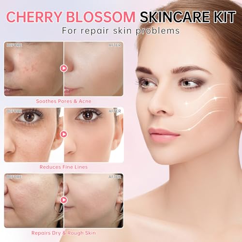 Sakura Skin Care Set for Teen Girls, Cherry Blossom Skincare - Product Imagery