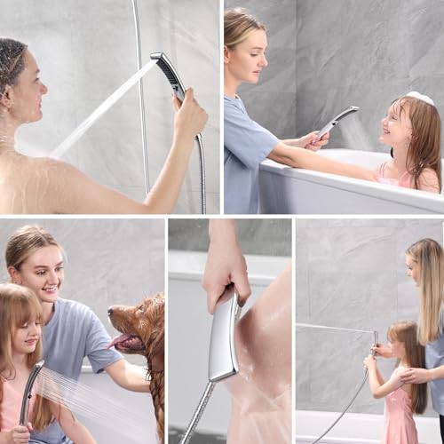 BRIGHT SHOWERS High Pressure Dual Shower Head Combo, Handheld - Product Imagery