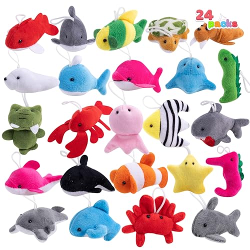 JOYIN 24 Pcs Mini Sea Animal Plush Toys (24 Units 2"-3"), - Product Imagery
