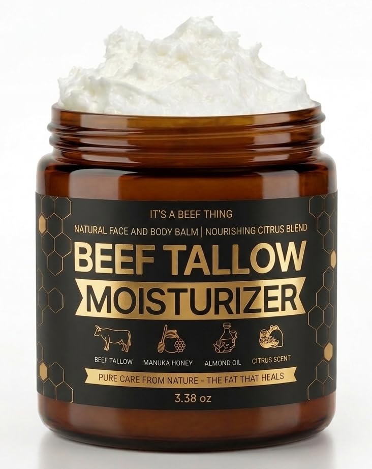 Tallow and Honey Balm for Skin & Face - 100% Grass-Fed Organic - Product Imagery