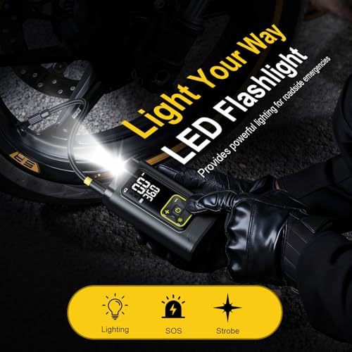 Portable Tire Inflator Air Compressor, 150PSI Cordless Digital Ti - View 10