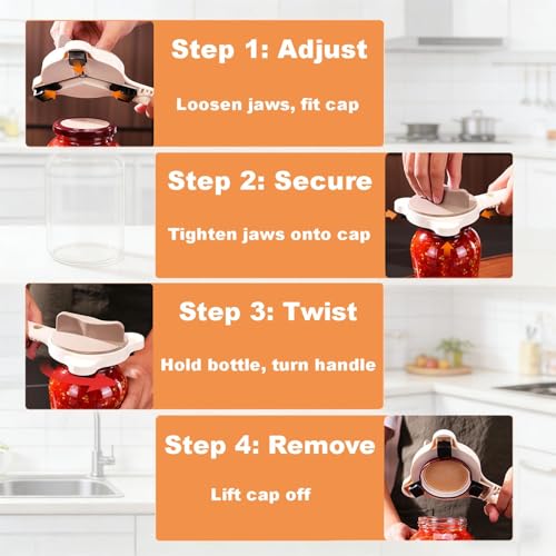 4-in-1 Adjustable Jar & Bottle Opener for Seniors & Weak Hands - Product Imagery