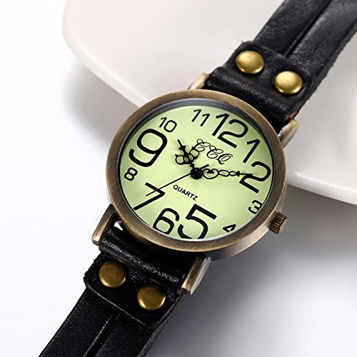 JewelryWe Women Men Watches Retro Multilayer Leather Bracelet - Product Imagery