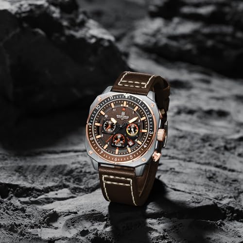 NAVIFORCE Men's Fashion Sport Watches Military Square Big Face - Product Imagery