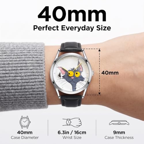 Never Catch Cat Wristwatch for Women Men, Funny Cat Chasing - Product Imagery
