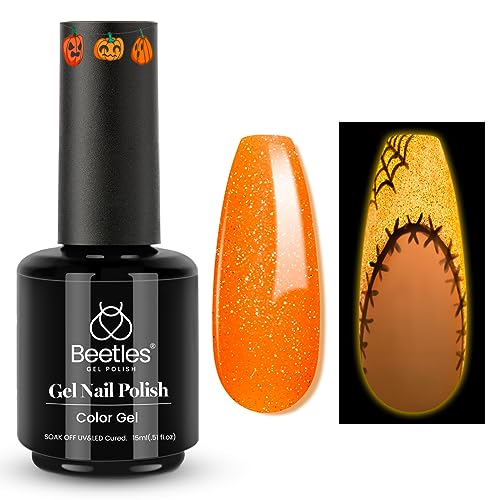 Beetles Halloween Gel Nail Polish – Luminous Orange Gel Polish - Product Imagery