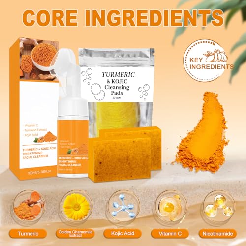 Turmeric Wash and Care 4 Piece Set,Turmeric Skincare Set: - Product Imagery