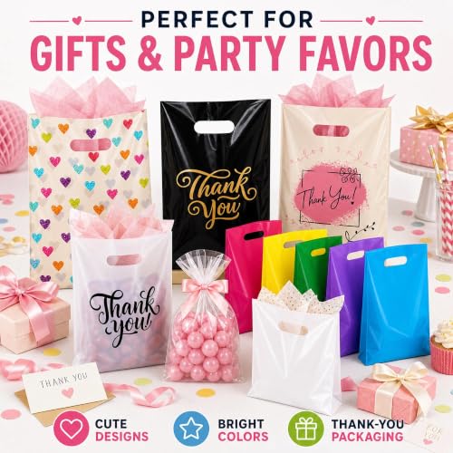 ysmile Small Thank You Bags with Handles – 100 Pack 5.9"x7.8" - Product Imagery