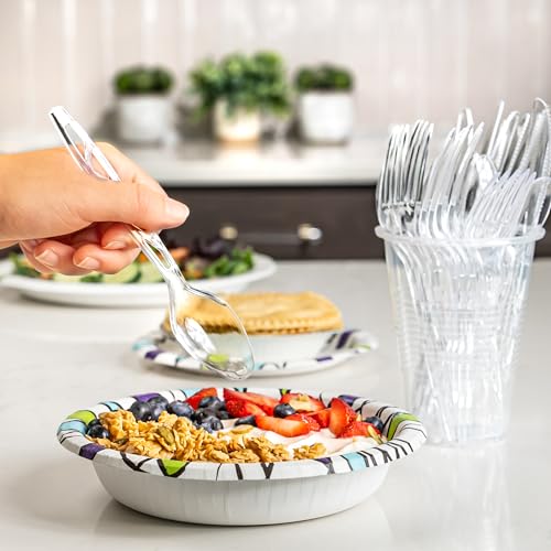 Amazon Basics Disposable Clear Plastic Spoons, Premium Quality, - Product Imagery
