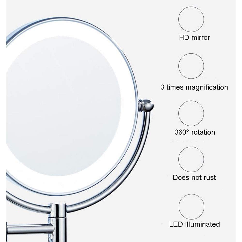 Makeup Mirror Vanity Bathroom Folding Led Wall Mounted - XYBSDBTNR Official Imagery - 6
