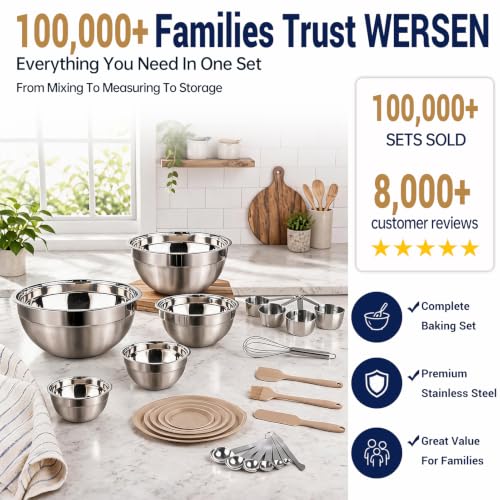 WEPSEN Mixing Bowls Set, 25PCS Khaki Mixing Bowls With Lids Set - Product Imagery