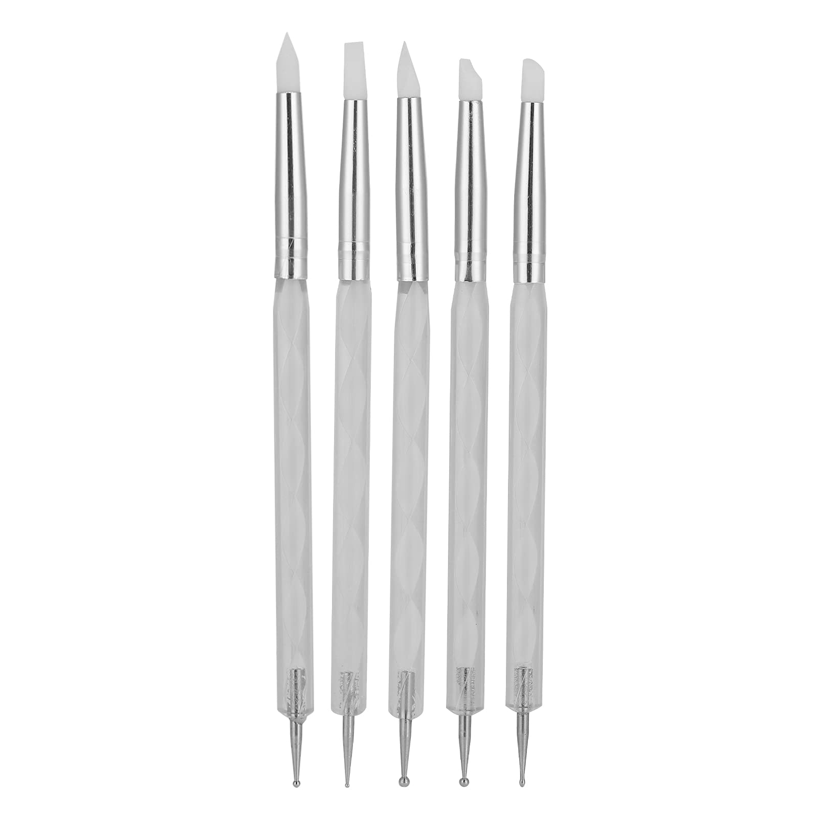 BSTiltion 5-piece dual-end nail art dotting pen set in white, ideal for detailed nail polish designs and precise application.