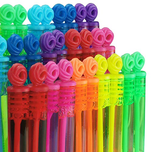 32 Piece Mini Bubble Wands Bulk, 8 Color Bubbles Party Favor - Product Imagery
