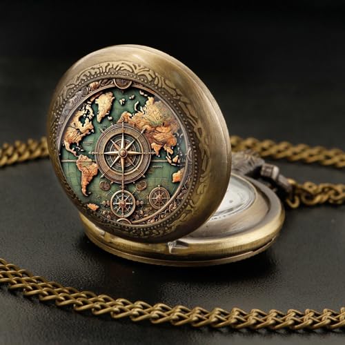 Vintage Mini Pocket Watch for Women Men Graphic Glass Dome - Product Imagery