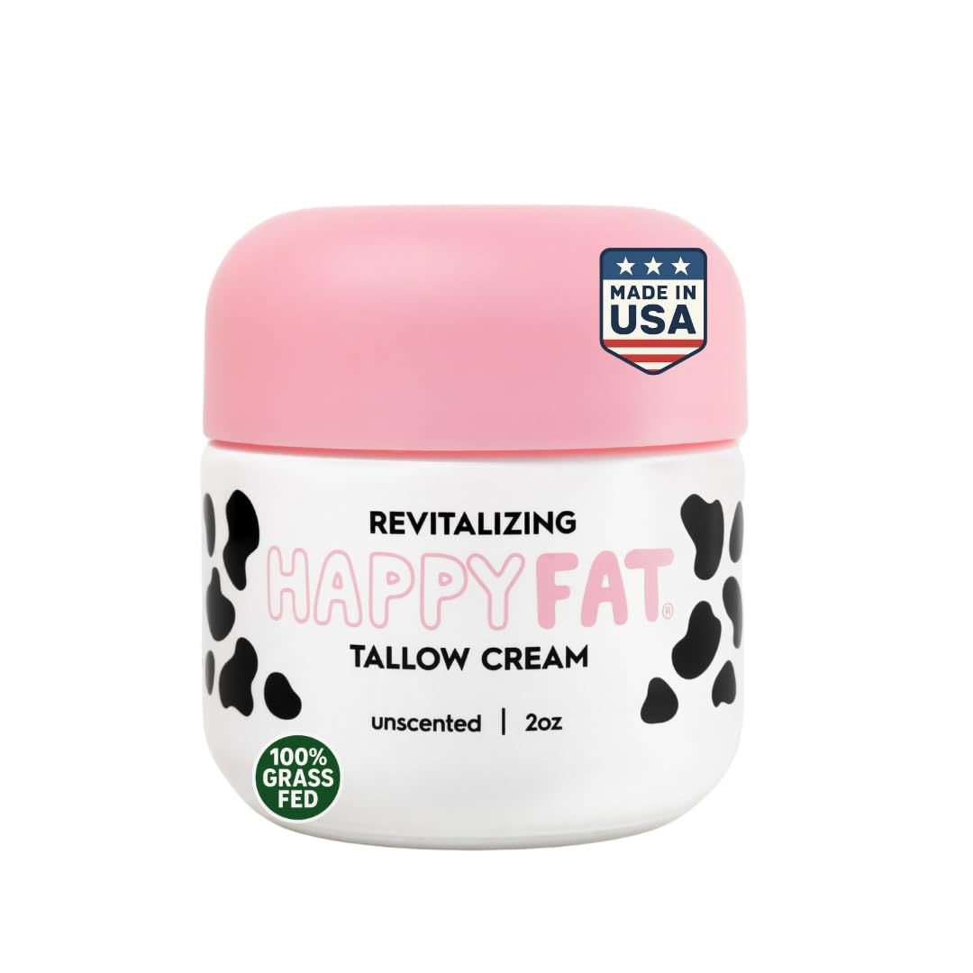 HappyFat Whipped Beef Tallow Moisturizer - USA Made - With Raw - Product Imagery