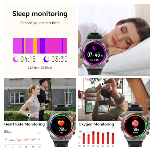 Military Smart Watch,1.52-Inch Smartwatch with Text and - Product Imagery