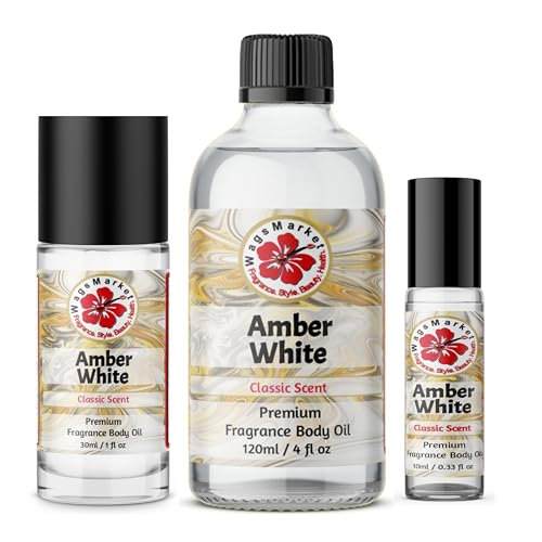 WagsMarket - Amber White Perfume Oil, Choose from 0.33 oz Roll - Product Imagery