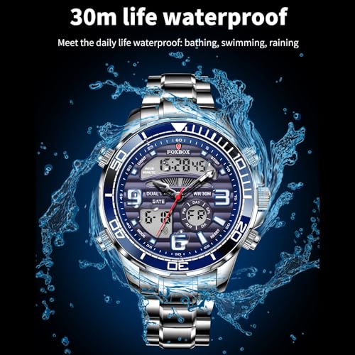 Men Luxury Dual Display Luminous Waterproof Analog Quartz - Product Imagery