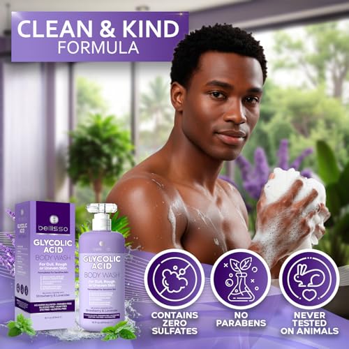 BELLISSO Glycolic Acid Body Wash - Exfoliating AHA Liquid Soap... - Product Imagery