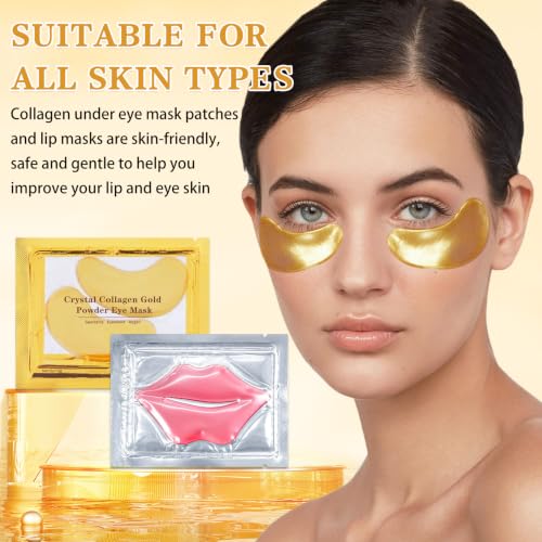 CAHIUYOA 30PCS Lip Mask and Under Eye Masks Set,Pink Lip Mask - Product Imagery
