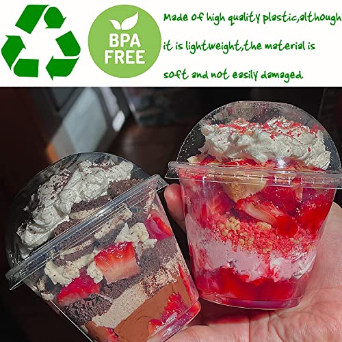 Alaeseje 50 Pack 8 oz Clear Plastic Cups with Dome Lids(Hole in - Product Imagery