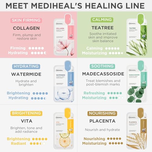 Mediheal Official Collagen & Tea Tree Sheet Mask 20 Sheets Set - - Product Imagery