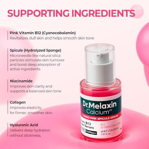 Dr.Melaxin Cyano Pink Spicule Serum with Vitamin B12, Liquid Micr - Product Imagery