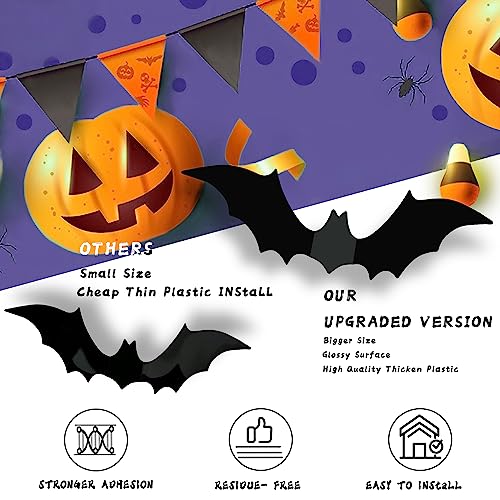 140Pcs 3D Bats Halloween Decorations Realistic PVC Wall Decor - Product Imagery