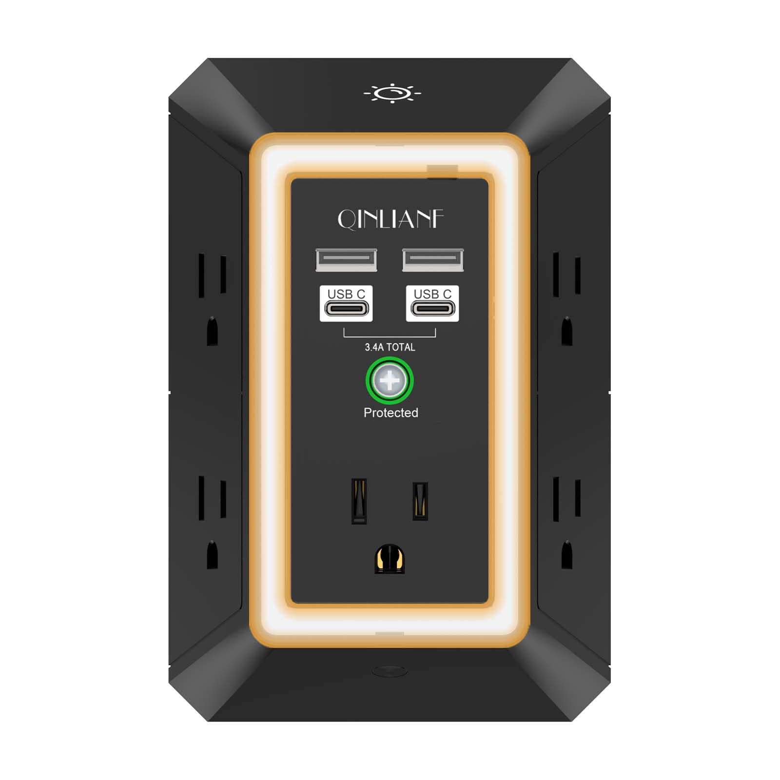 Surge Protector, QINLIANF 5 Outlet Extender with 4 USB Ports - QINLIANF Official Product View 8