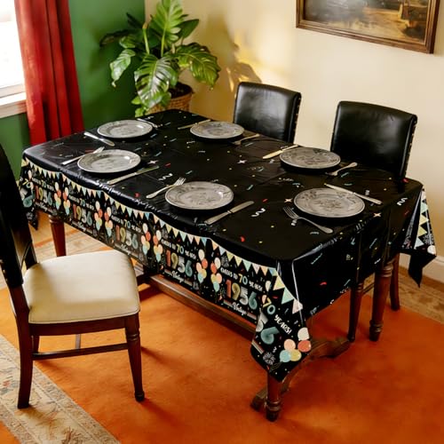 3Pcs Vintage 70th Birthday Tablecloths 1956 Cheers to 70 Years - Product Imagery