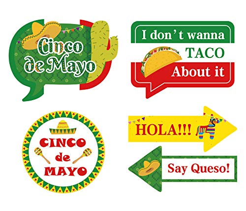 SWYOUN Cinco de Mayo Taco Fiesta Photo Booth Props Mexican Party - Product Imagery
