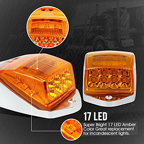 Partsam 5PCS 17LED Cab Marker Amber Top Roof Running Lights + - Product Imagery