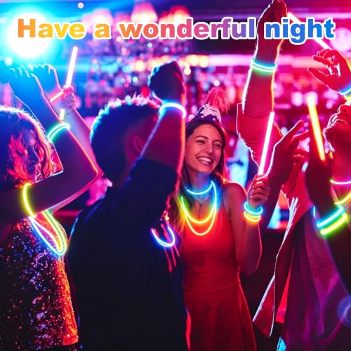 800Pc Glow Sticks Bulk with Connectors,Glow Bracelets&Necklaces - Product Imagery