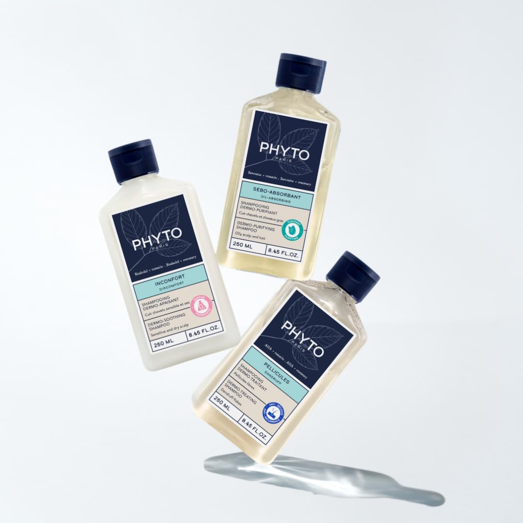 PHYTO Scalp Solutions Oil Absorbing Shampoo - Clarifying & Purifying for Oily Scalp, Removes Buildup & Excess Sebum - Silicone-Free, Refreshing Formula - 8.45 fl oz