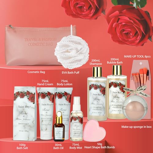 Spa Gift for Women, Red Rose Bath & Body Basket Gift, Spa Gift - Product Imagery