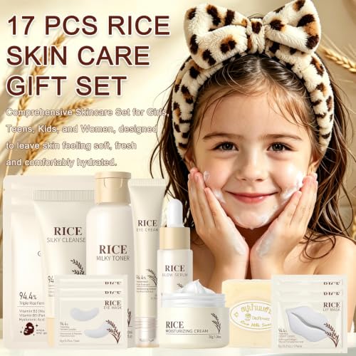 17 PCS Korean Skin Care Set, Rice SkinCare Set for Women & - Product Imagery