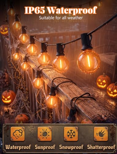 25Ft LED Orange String Lights Outdoor, Halloween Decor Patio - Product Imagery